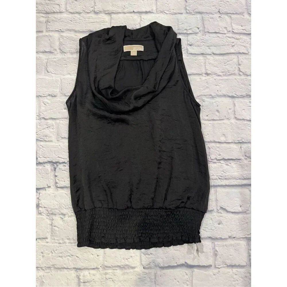 MICHAEL Michael Kors Sleeveless Cowl Neck Blouse in Black Size Medium